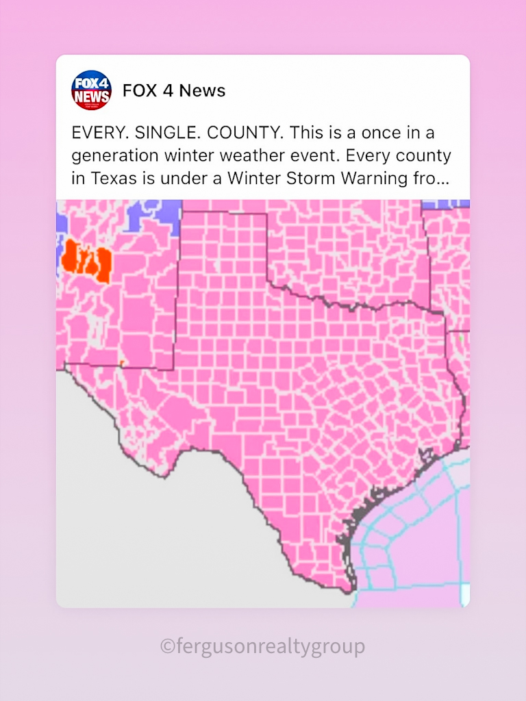 pink weather map of snow
